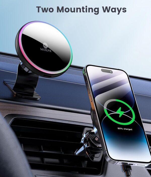 Magsafe Car Mount Charger-15W Wireless Car Charger-Magnetic Car Phone Holder