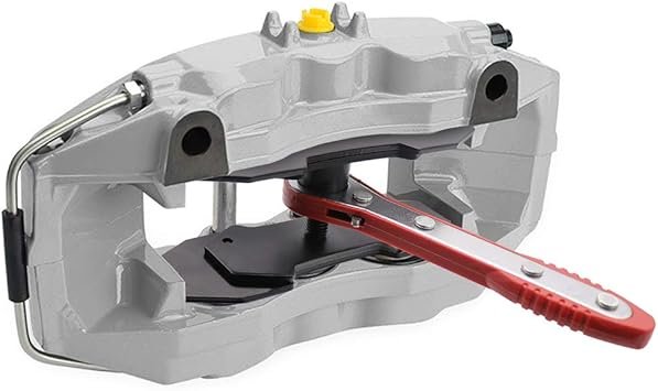 Brake Caliper Press Tool Car Ratcheting Brake Caliper Piston Spreader Press Tool with 2 pcs Steel Plates Red