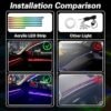 Acrylic Interior Car LED Lights with Remote and Wireless APP 10 in 1Ambient Lighting Kits Fiber Optic Strip LEDs16 Million Colors MusicDIY Function