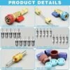31Pcs R134A Valve Core Quick Remover Installer Tool Set High Low Pressure AC Valve Core Removal Tool with R134A Valve Core AC Service Port Cap Valve Stem Kit for Refrigerant Air Conditioner System