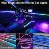 Acrylic Interior Car LED Lights with Remote and Wireless APP 10 in 1Ambient Lighting Kits Fiber Optic Strip LEDs16 Million Colors MusicDIY Function