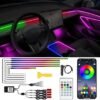 Acrylic Interior Car LED Lights with Remote and Wireless APP 10 in 1Ambient Lighting Kits Fiber Optic Strip LEDs16 Million Colors MusicDIY Function