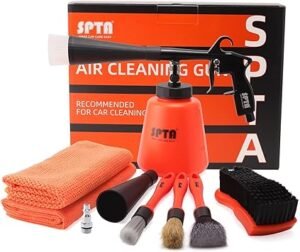SPTA High Pressure Car Cleaning Gun Cleaning Gun Car Interior Washing Kit Detailing Wash Gun with Metal Spinner for Seat Carpet Roof Dashboard Essential Car Detailing Kit 1L Bottle