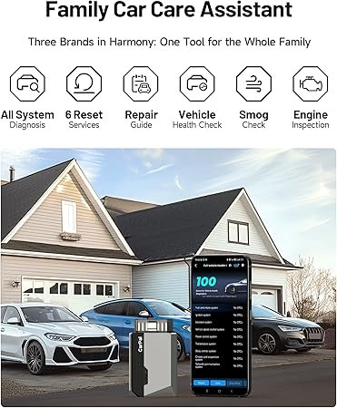 TOPDON Carpal OBD2 Scanner Bluetooth Scanner for Car All System Diagnostic Tool for iOS Android Vehicle Health Check 6 Maintenance Services Smog Check Repair Guide Performance Test